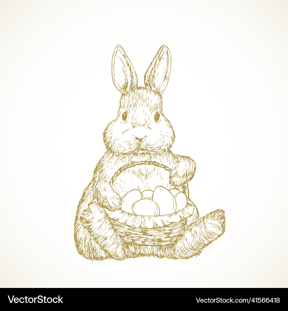 Hand drawn cute easter bunny Royalty Free Vector Image