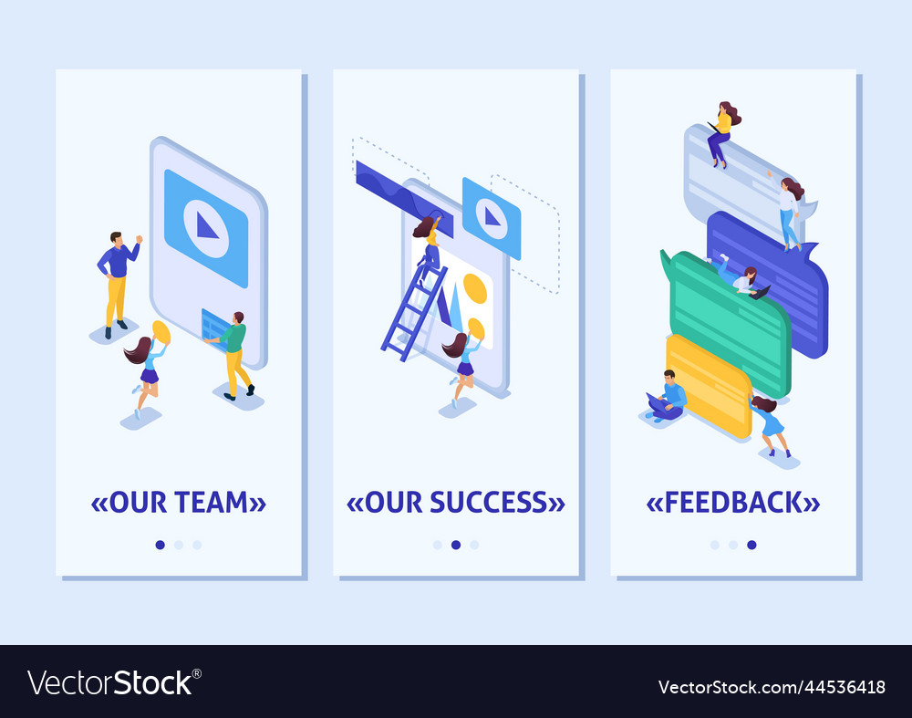 Isometric template app workflow and teamwork