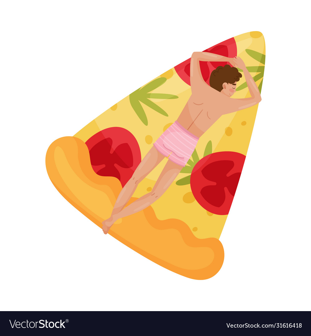 Man character floating on rubber inflatable raft vector image Man character floating on rubber inflatable raft