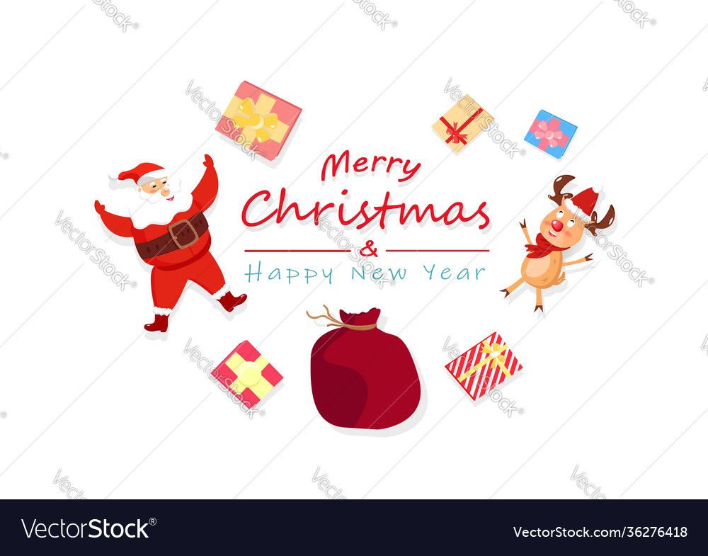 Merry christmas and happy new year santa claus