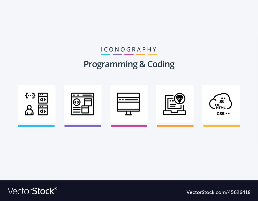 Programmierung und Kodierung Zeile 5 Icon Pack einschließlich