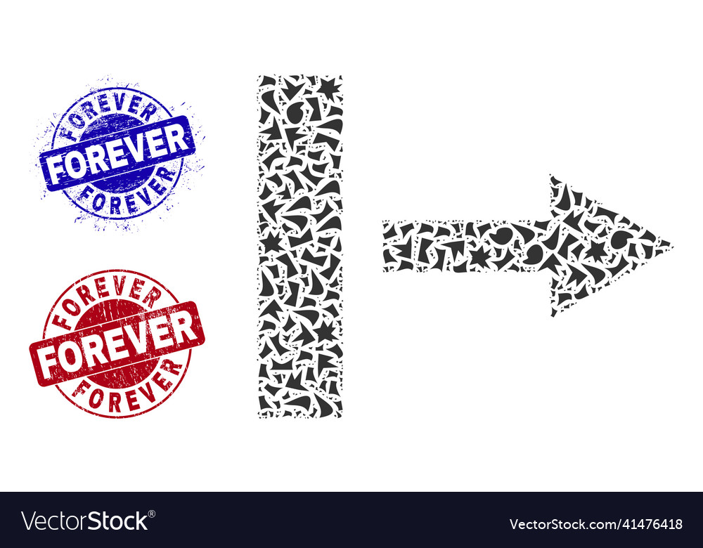 Pull right mosaic of shards with forever distress vector image Pull right mosaic of shards with forever distress
