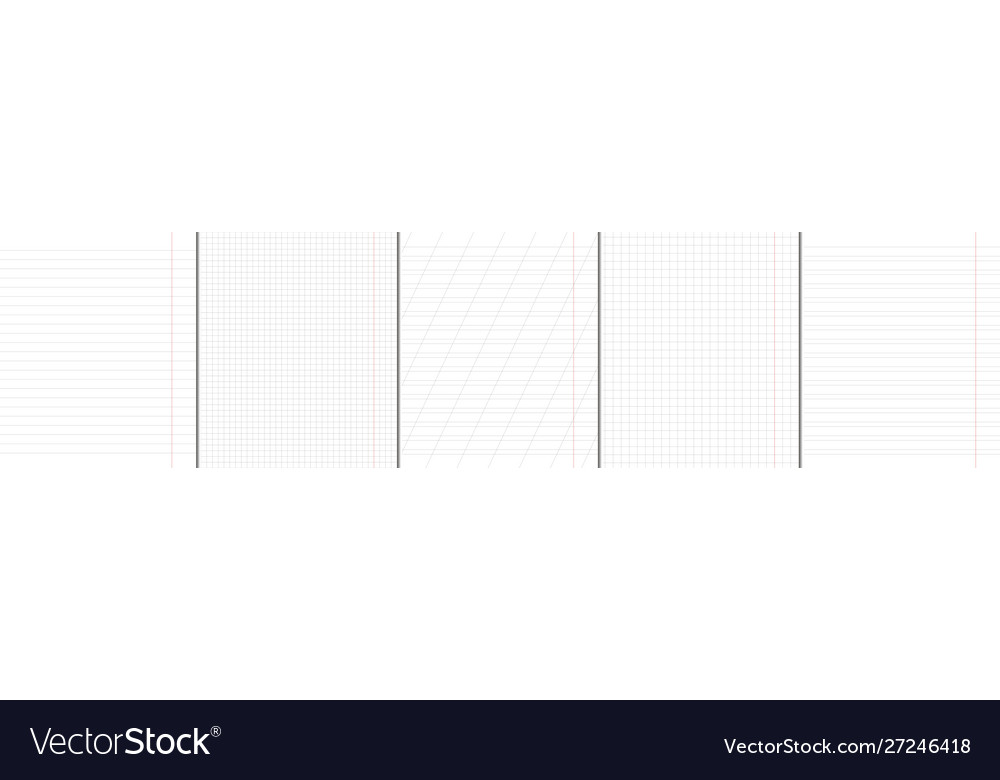 School notebook vertical paper sheets pattern set vector image School notebook vertical paper sheets pattern set