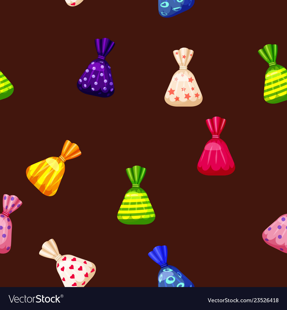 Seamless pattern of colored chocolates in a pack vector image Seamless pattern of colored chocolates in a pack