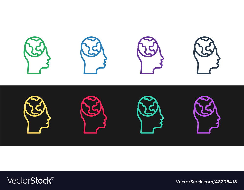 Set line learning foreign languages icon isolated