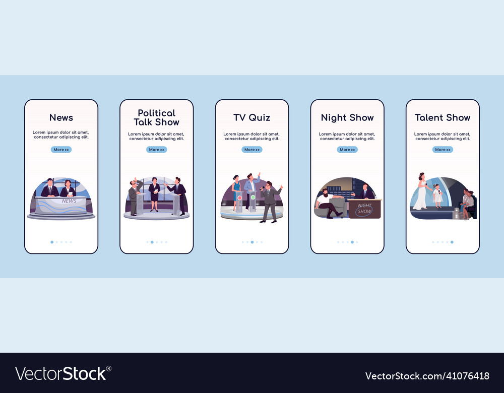 Tv programming onboarding mobile app screen flat
