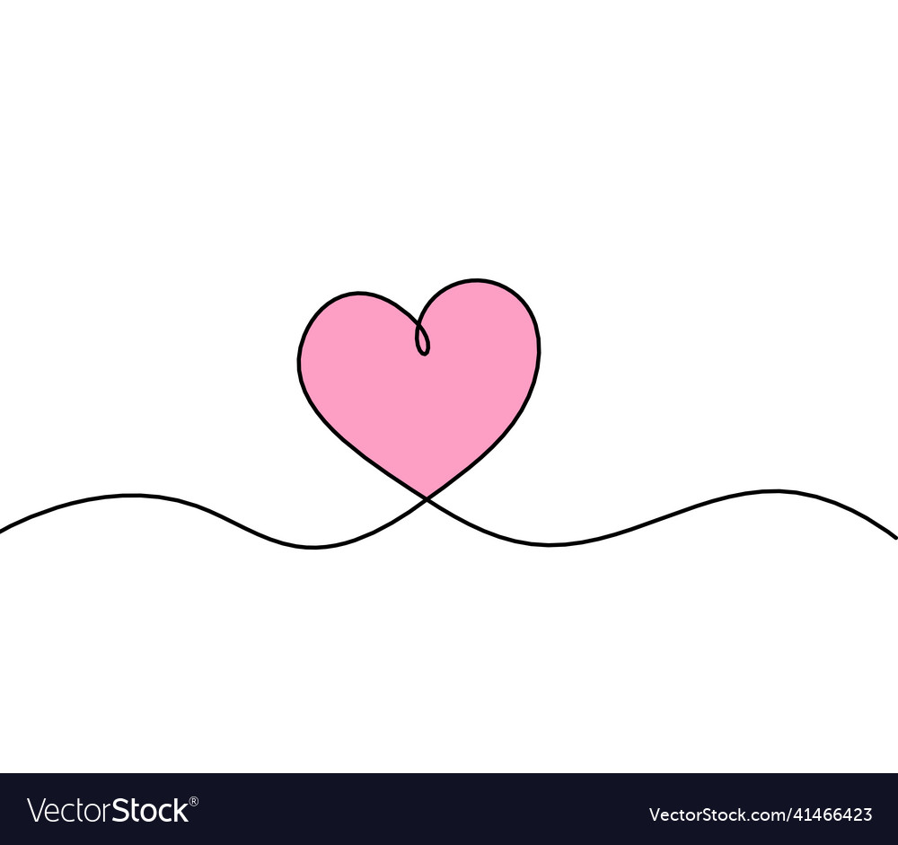 Abstract color hearts as continuous line drawing