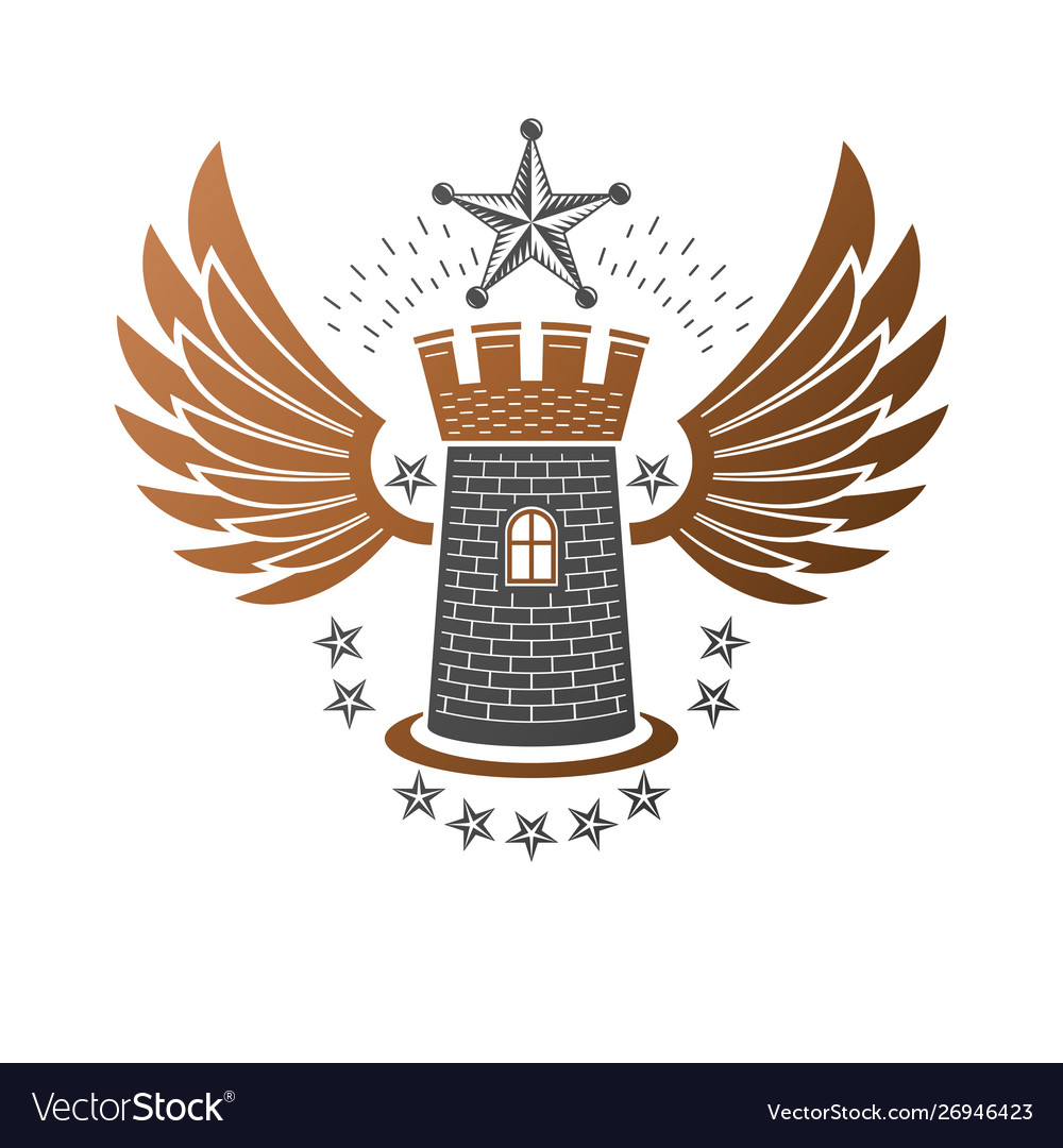 Ancient fortress emblem heraldic coat arms
