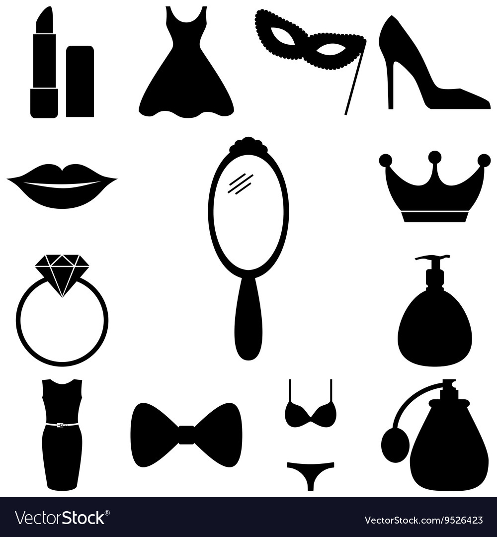 Schönheit und Mode Icons Set