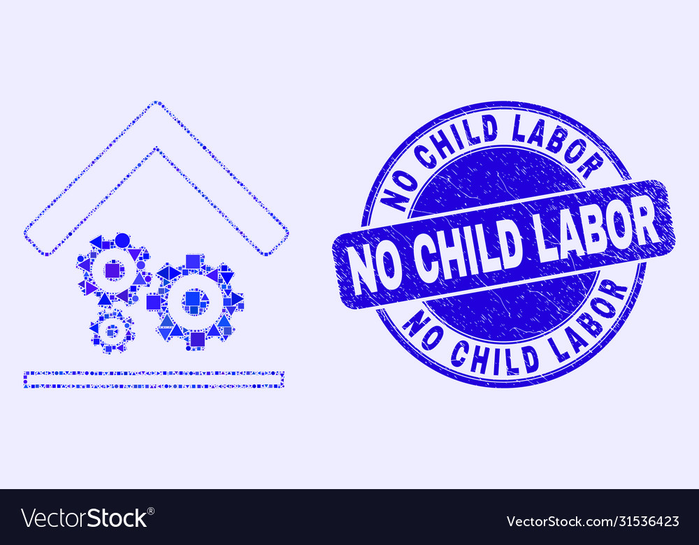 Blue scratched no child labor stamp seal