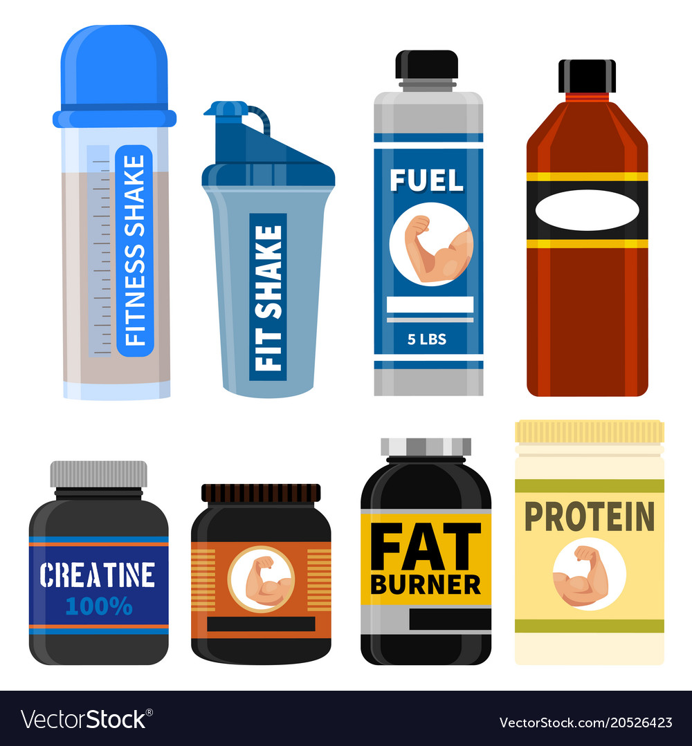 Bodybuilders gym athlete sport food diet symbols