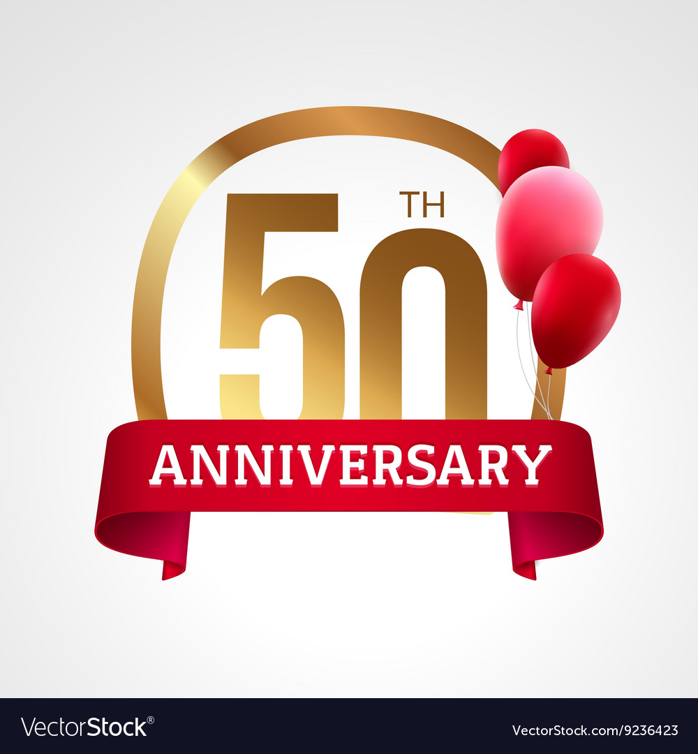 Celebrating 50th years anniversary golden label Vector Image