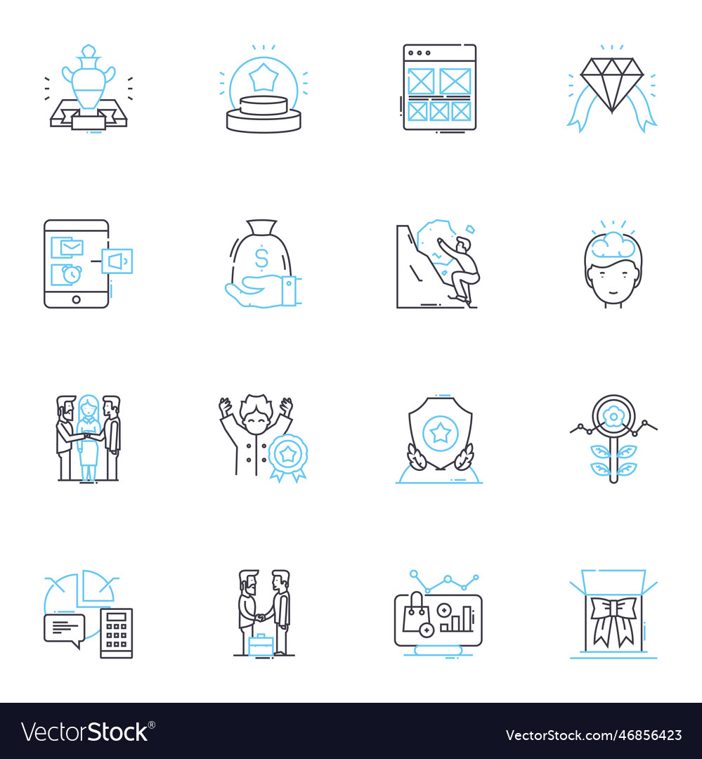 Communication strategy linear icons set messaging