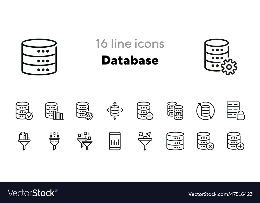 Database line icon set vector image Database line icon set