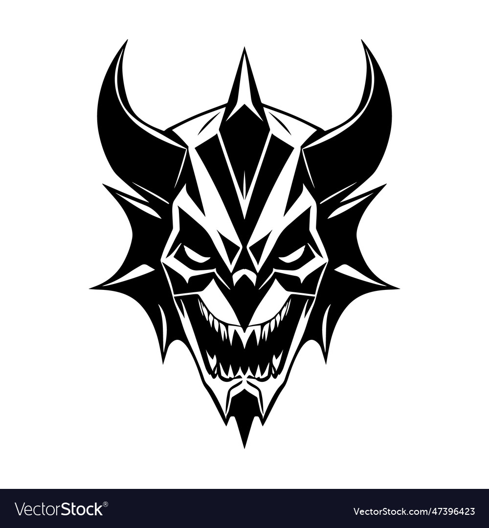 Devil head black and white icon Royalty Free Vector Image