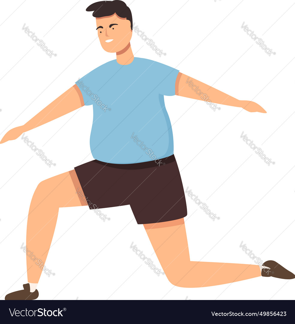 Fat man gym instructor icon cartoon unwell Vector Image