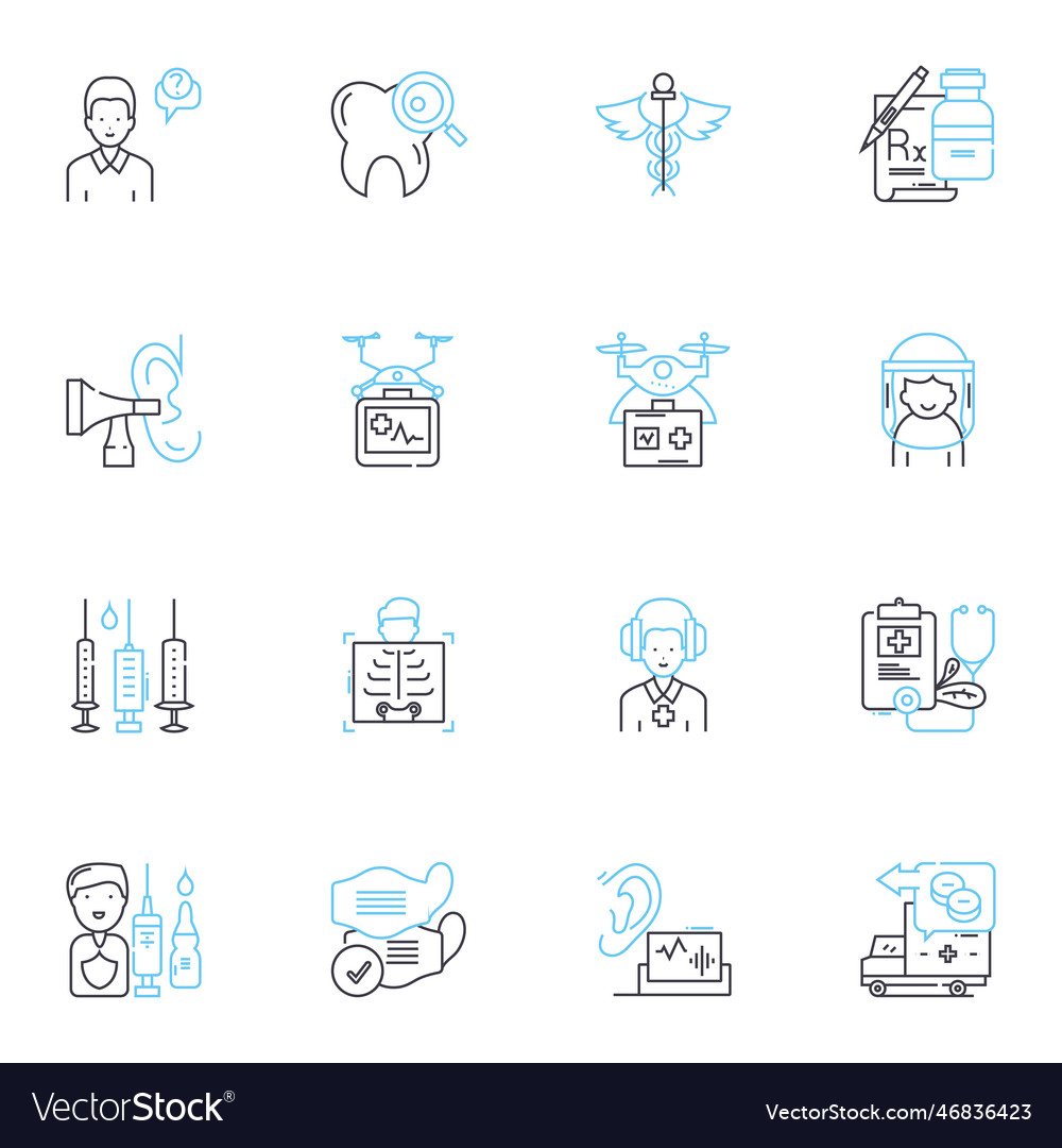 Fintech linear icons set blockchain Vector Image Fintech linear icons set blockchain