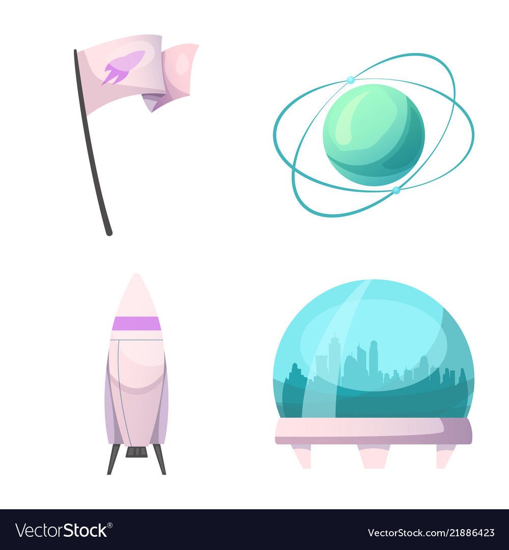 Isolated object of mars and space symbol set vector image Isolated object of mars and space symbol set