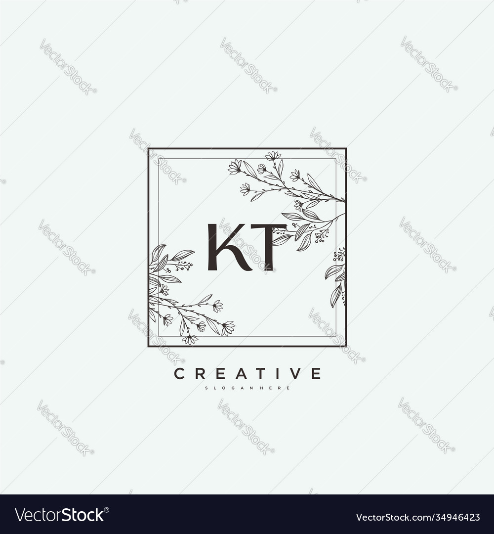 Kt beauty initial logo art handwriting