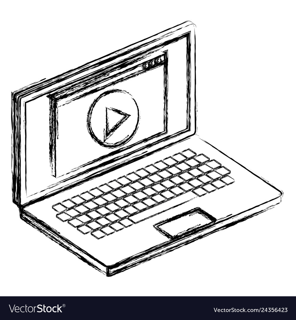 Laptop computer with media player Vector Image Laptop computer with media player