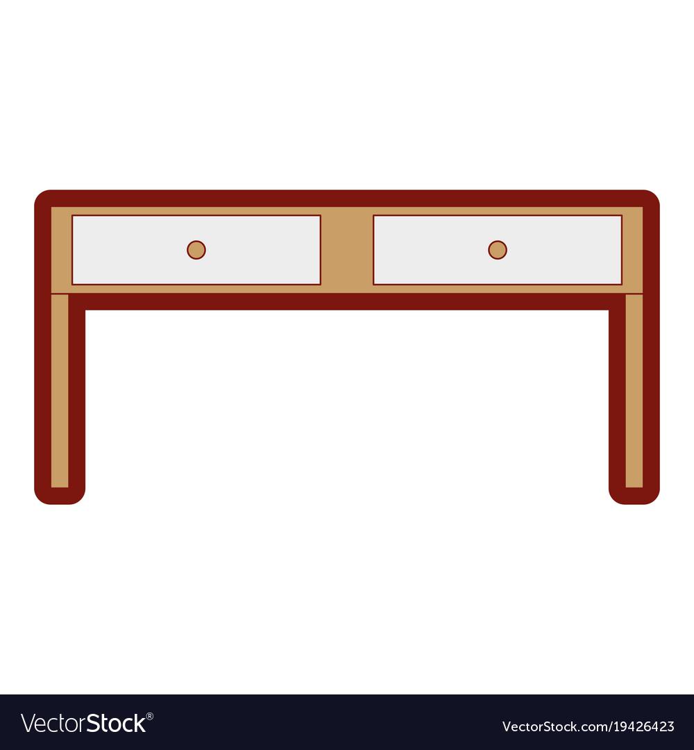 Line color wood desk with drawers object design