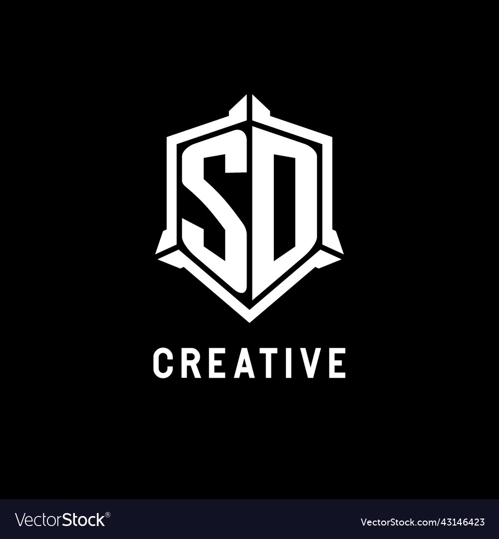 Sd logo initial with shield shape design style Vector Image Sd logo initial with shield shape design style