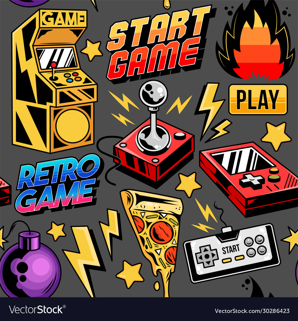 Seamless pattern with gamers elements