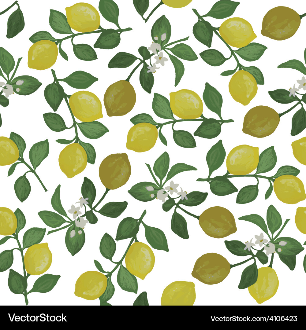 Seamless pattern with lemons Royalty Free Vector Image