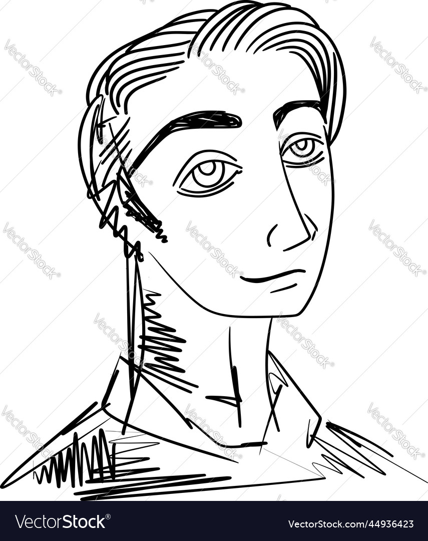 Sketch of man portrait young hansome Royalty Free Vector