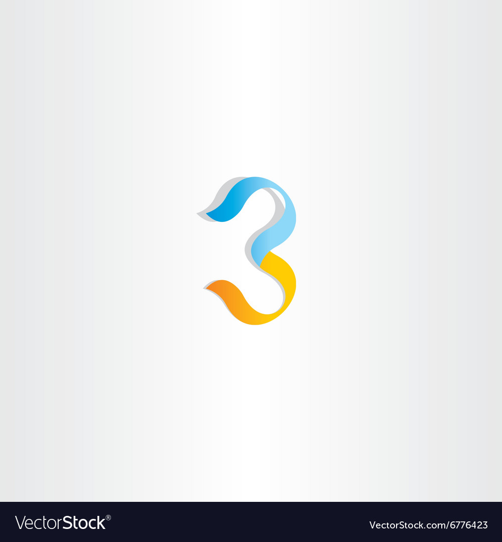 Stylized logo number 3 three third icon Royalty Free Vector