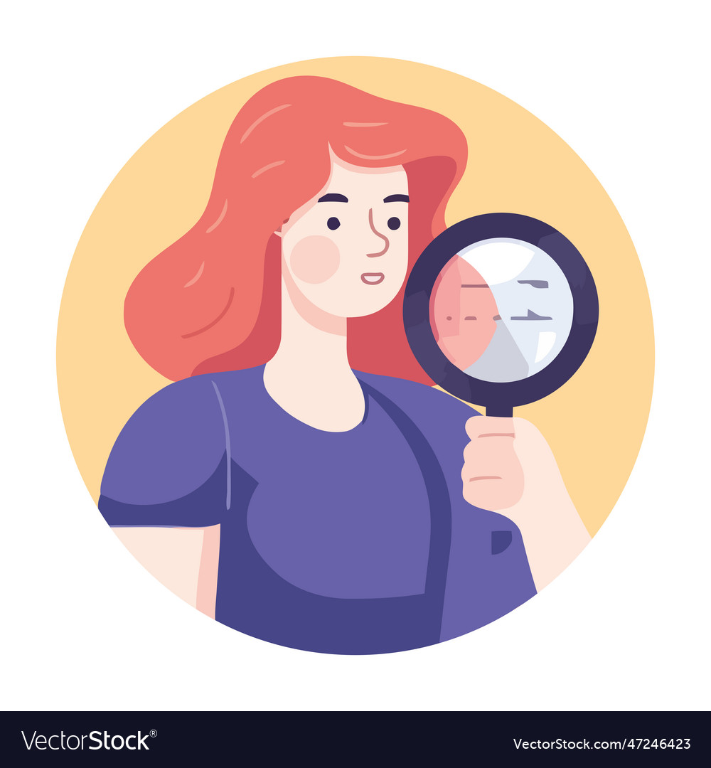 Woman holding magnifying glass