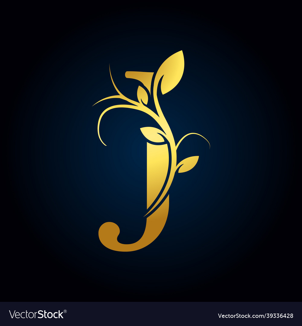 Elegant j luxury logo golden floral alphabet logo Vector Image