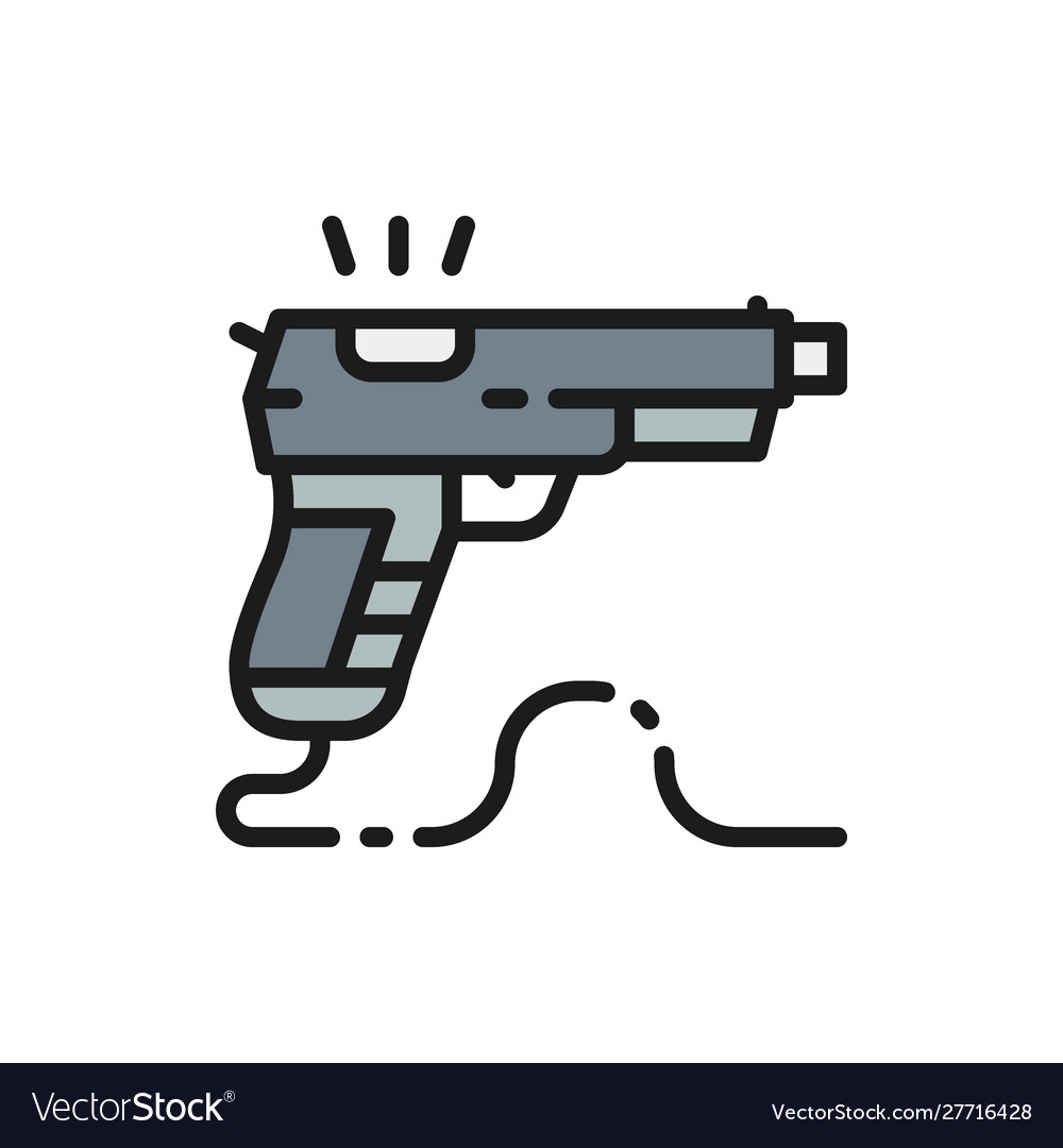 Game gun pistol flat color line icon