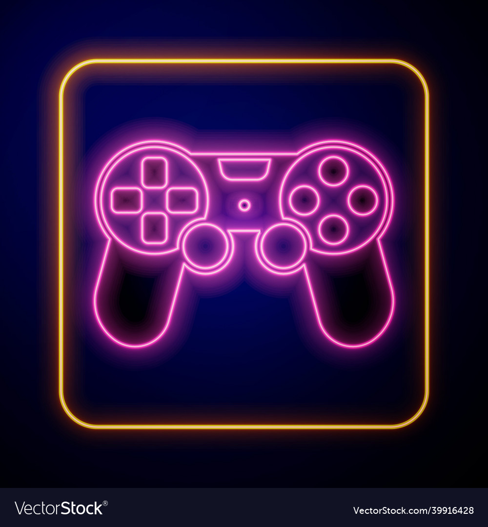 Glowing neon game controller or joystick