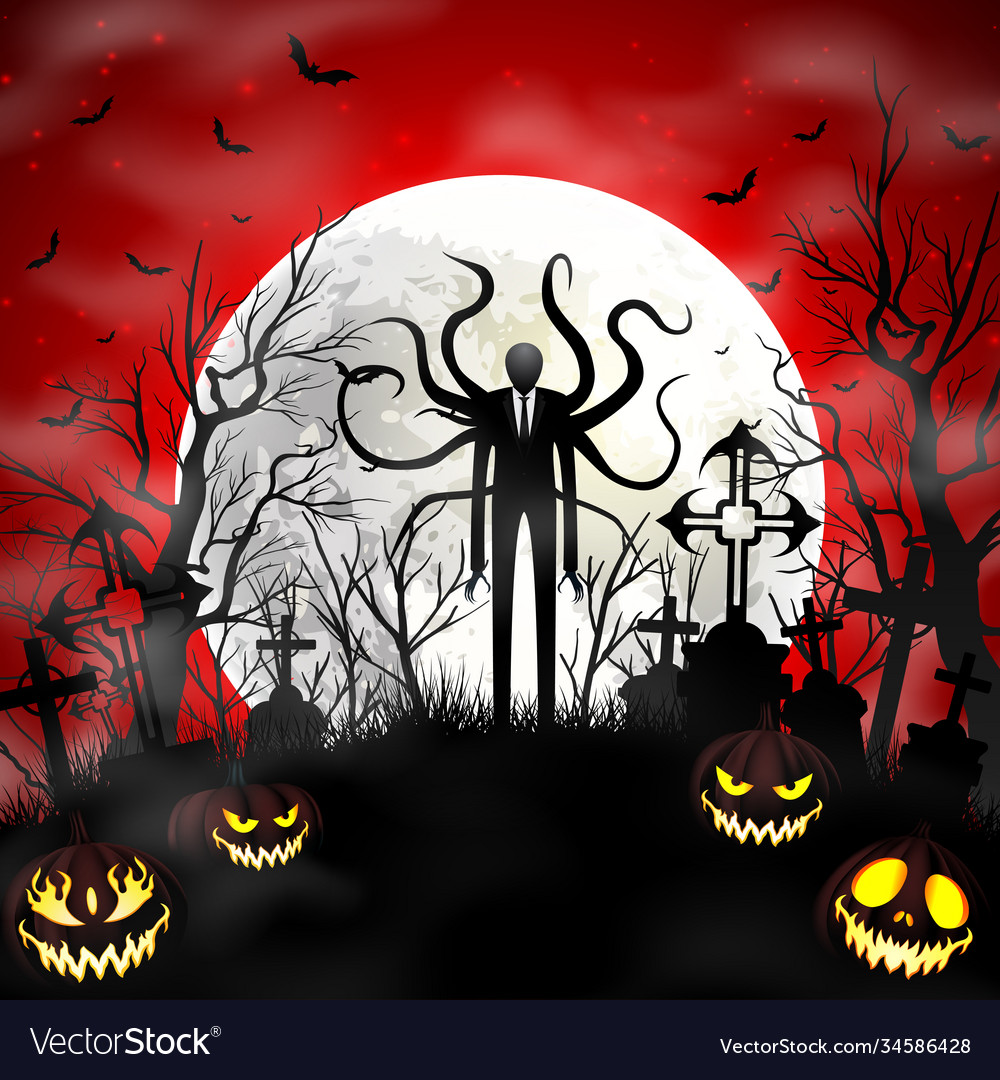 Halloween background with zombie and pumpkins