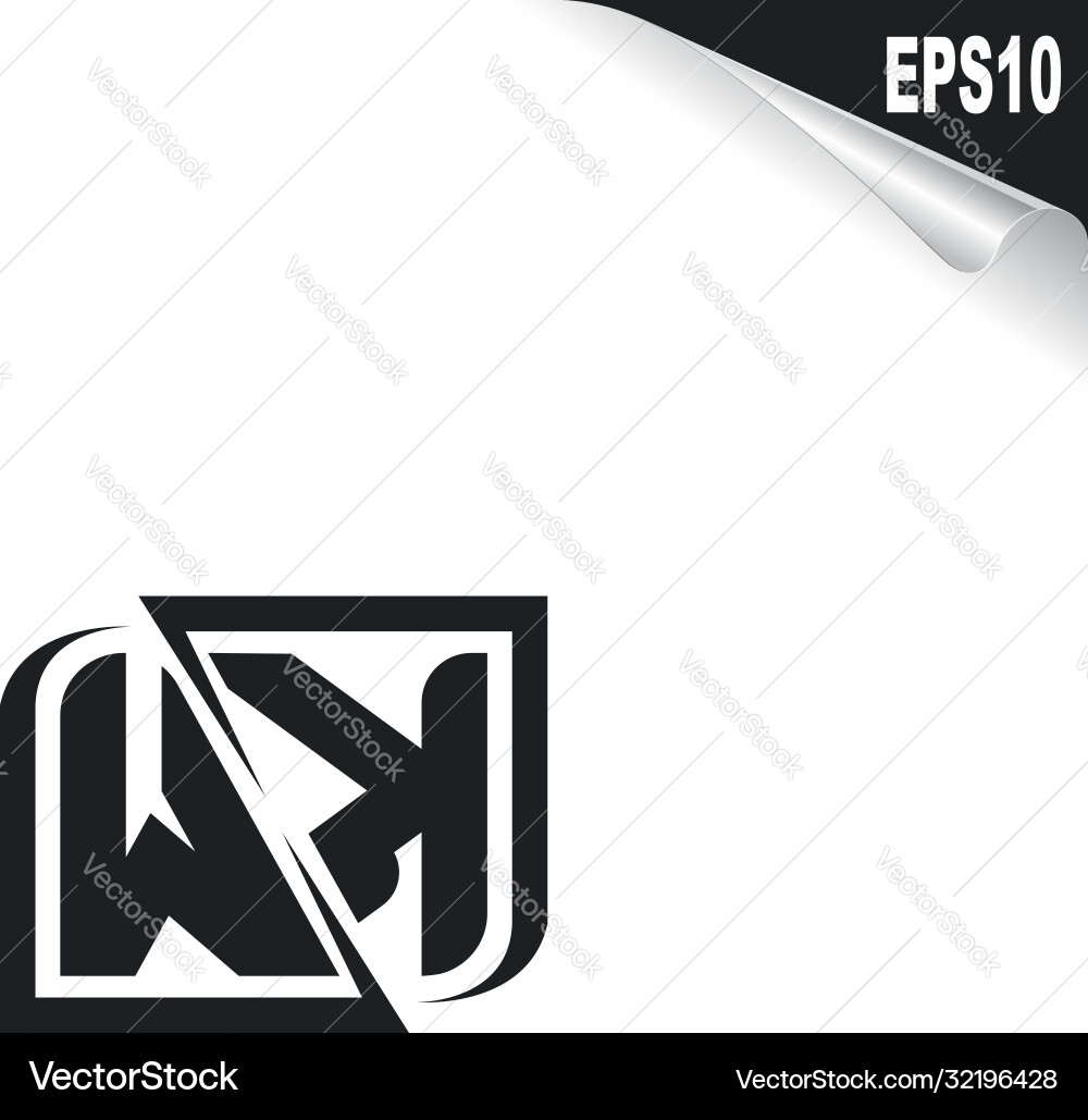 Initial wk logo design with shape style Royalty Free Vector