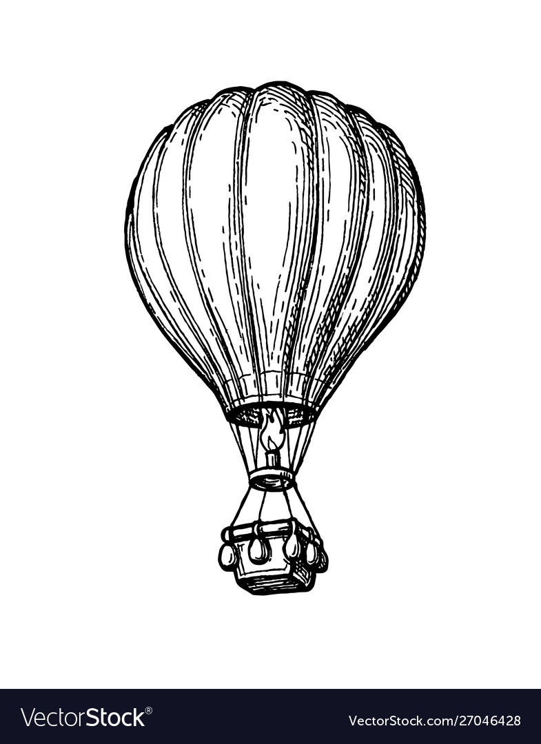 Ink sketch hot air balloon Royalty Free Vector Image