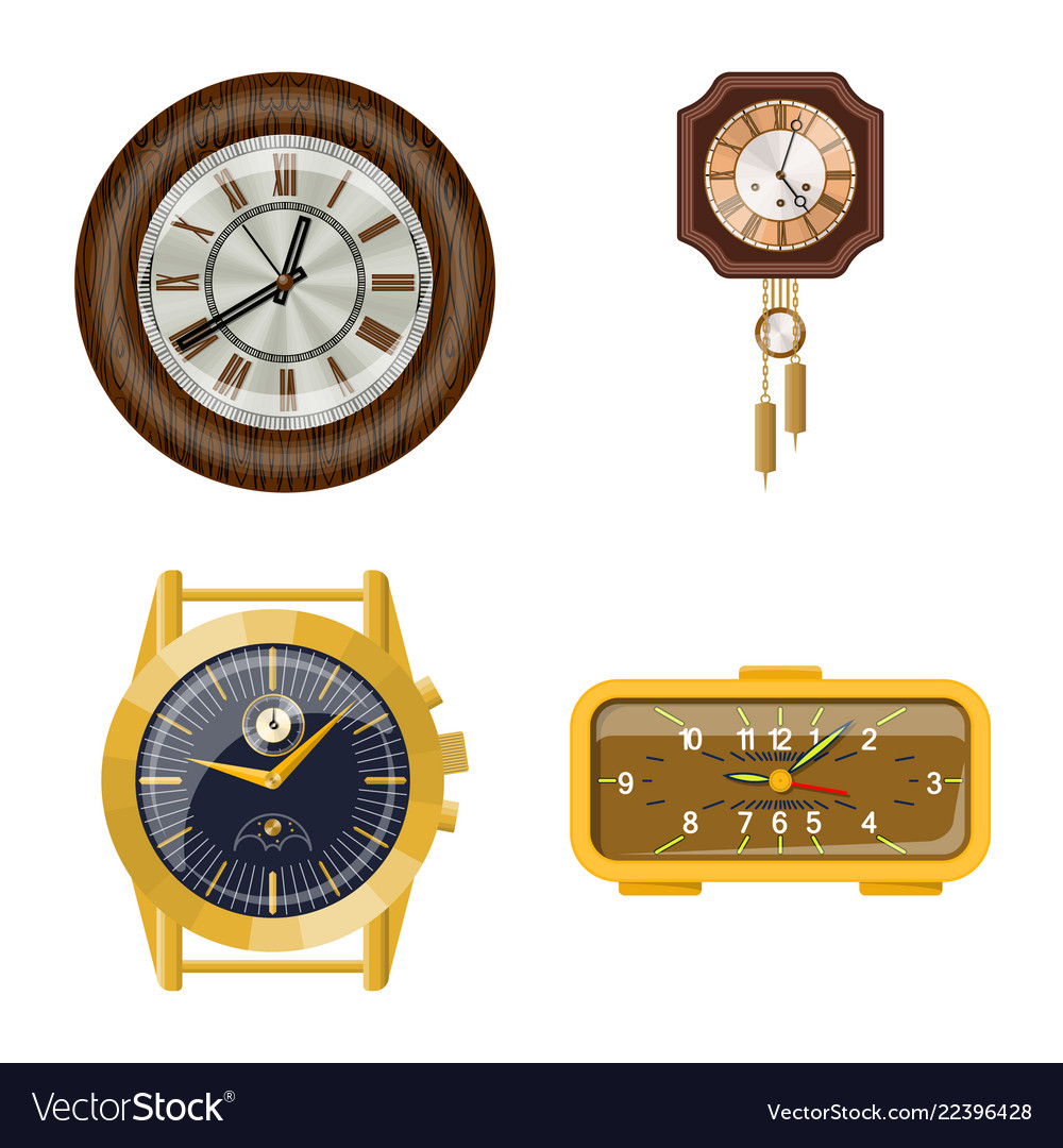 Isolated object of clock and time logo collection