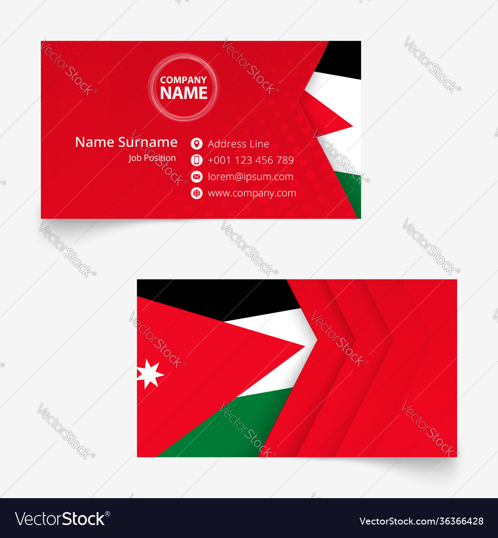 Jordan flag business card standard size 90x50 mm