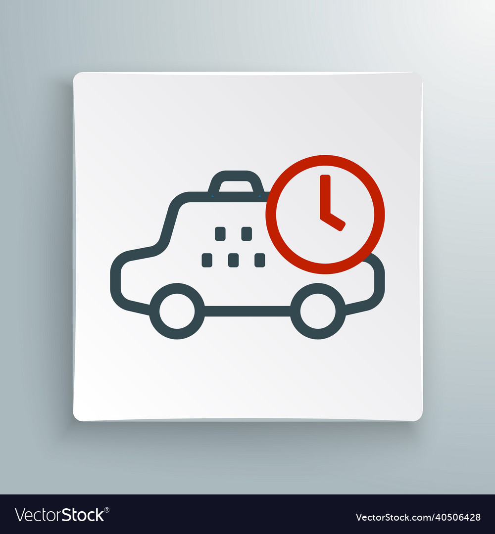 Line Taxi Wartezeit Ikone isoliert auf weiß vector image Line Taxi Wartezeit Ikone isoliert auf weiß