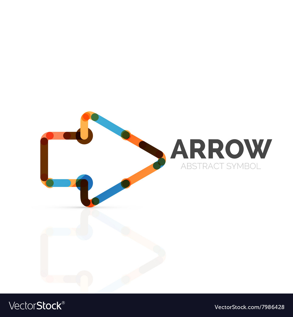 Linear arrow abstract logo connected multicolored