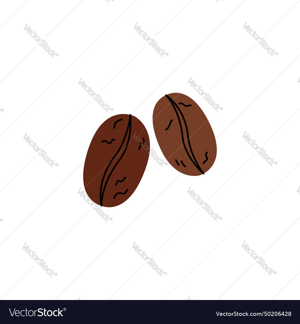 Roasted coffee beans doodle Royalty Free Vector Image