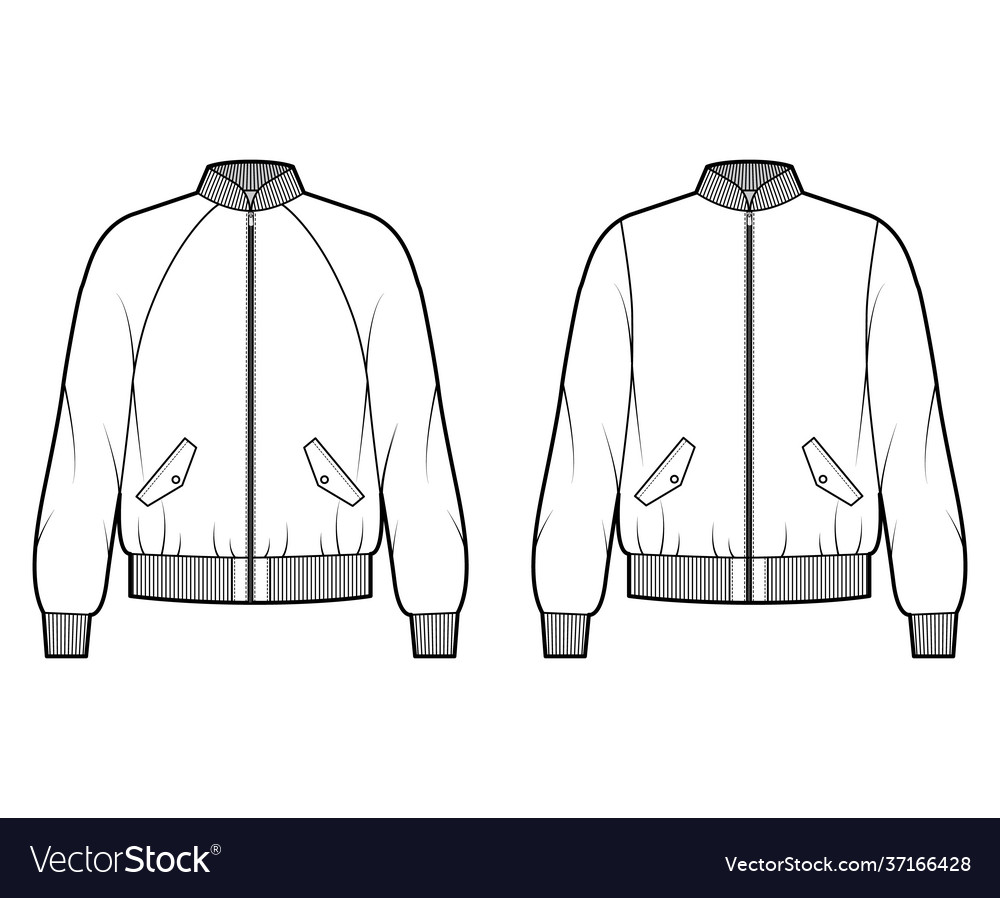 Set bomber jackets technical fashion Royalty Free Vector