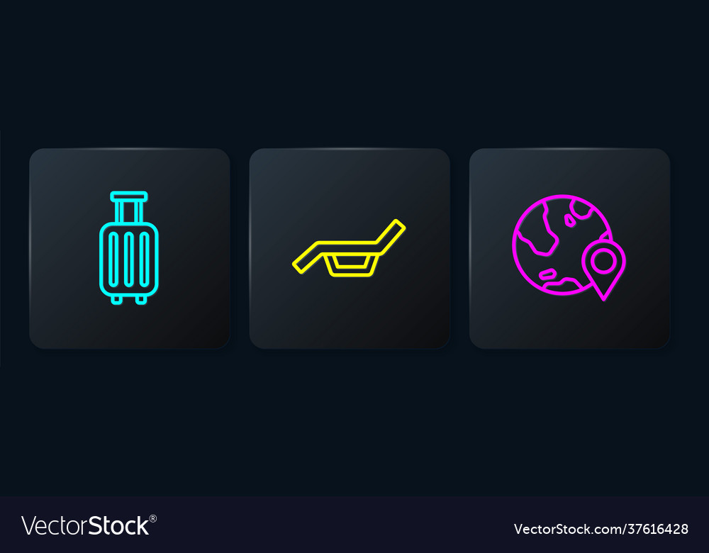 Set line suitcase location on globe