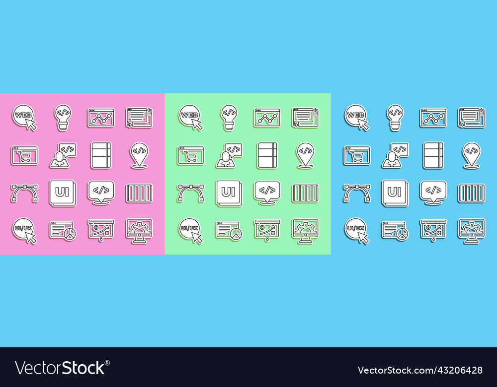 Set line web development color palette guide vector image Set line web development color palette guide