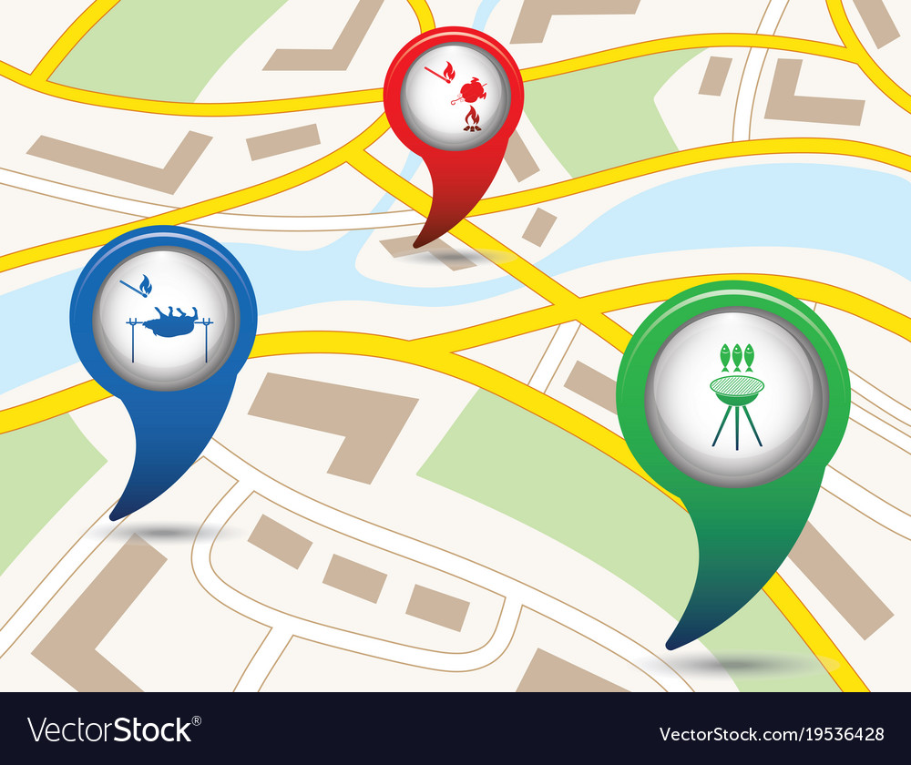 Set of tourism service map pointers