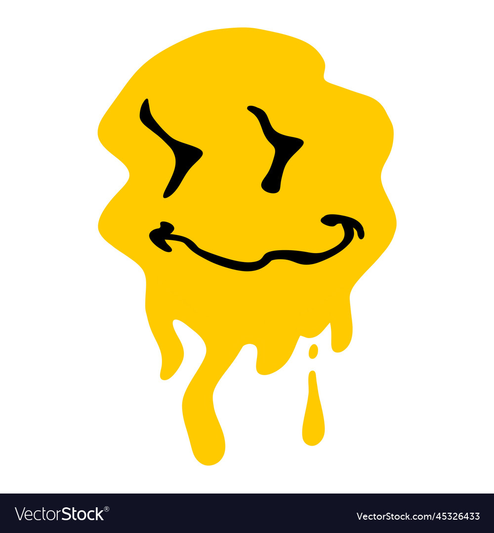 Acid smile face melted rave and techno symbol Vector Image