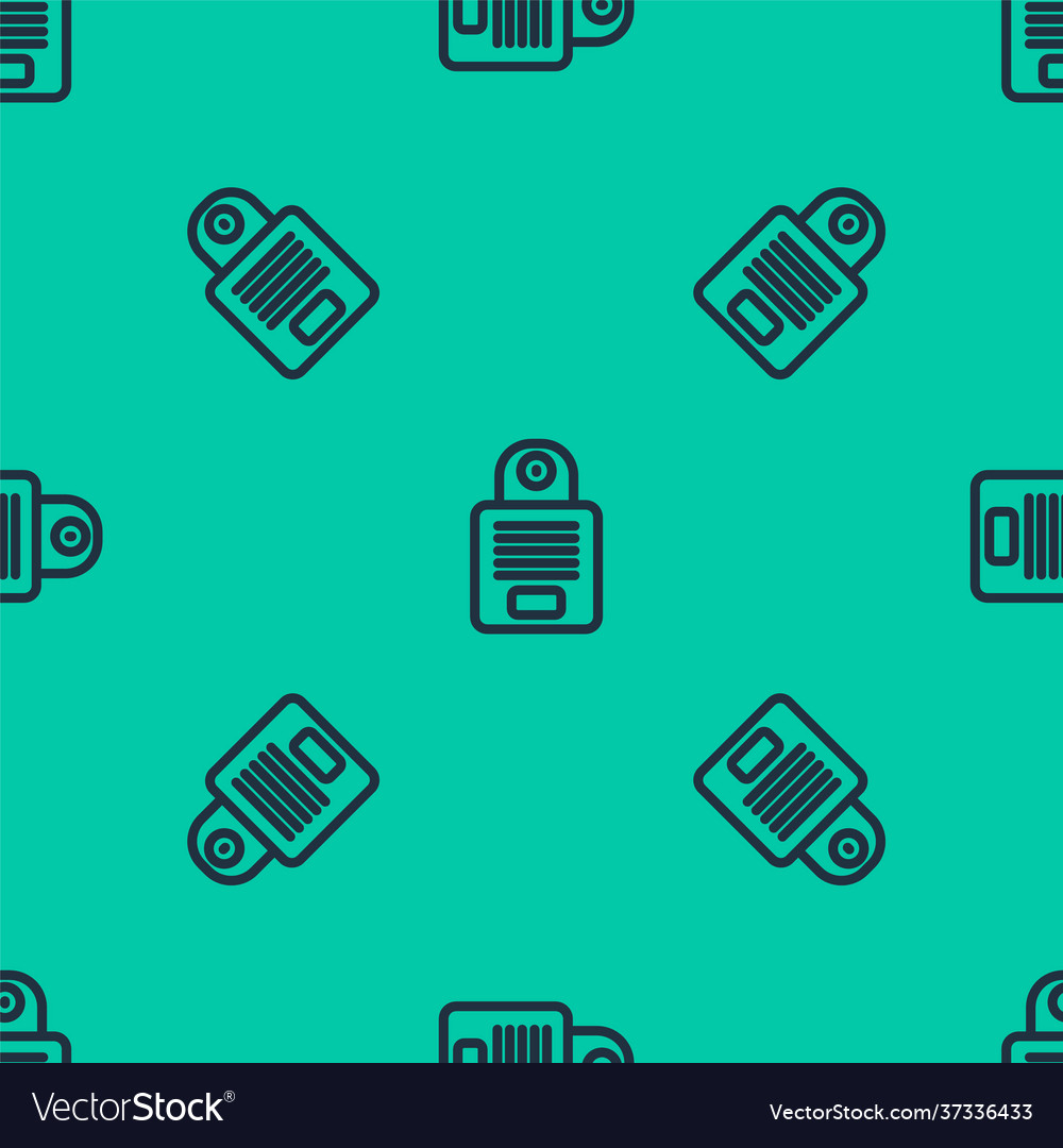 Blue line intercom icon isolated seamless pattern vector image Blue line intercom icon isolated seamless pattern