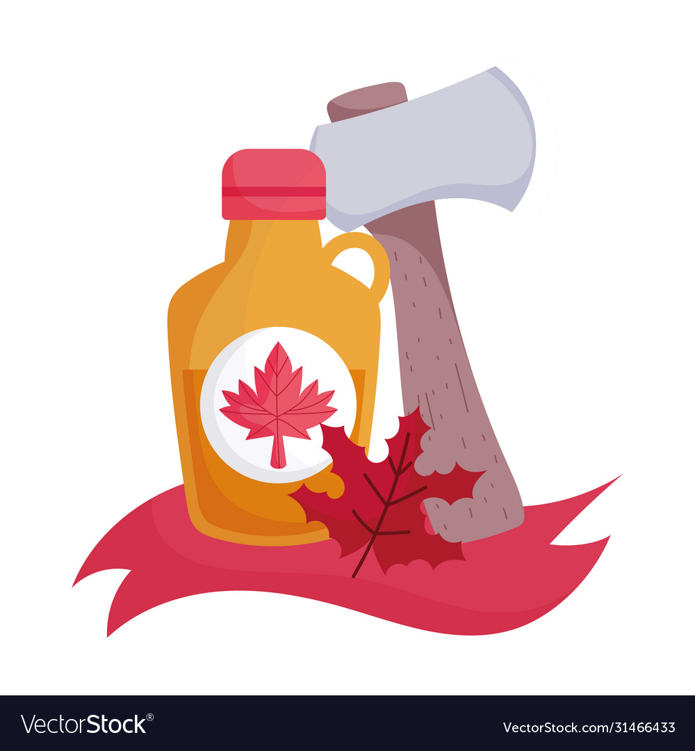 Canadian maple syrup and axe design Royalty Free Vector