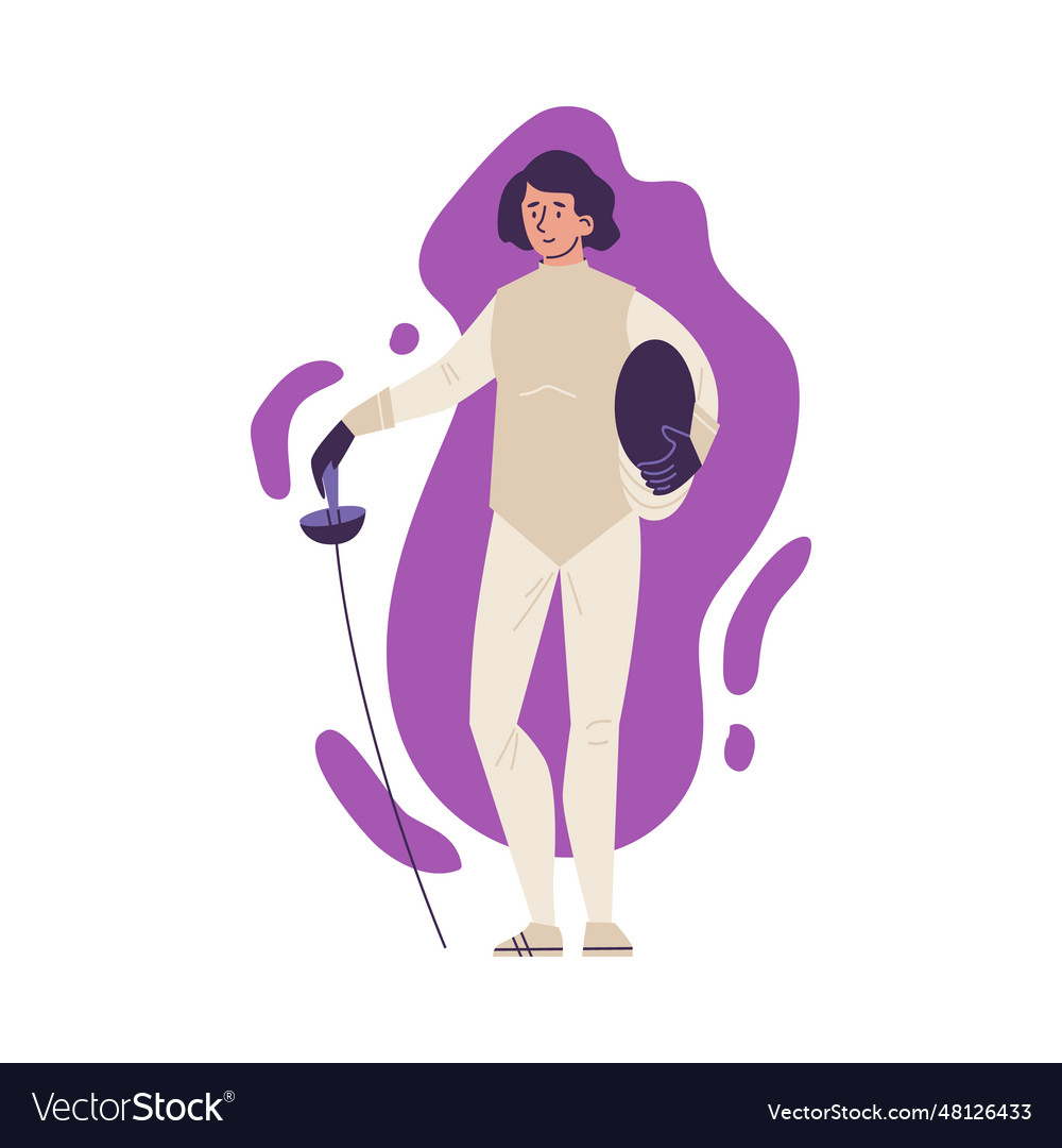 Fencer female character with foil or rapier flat